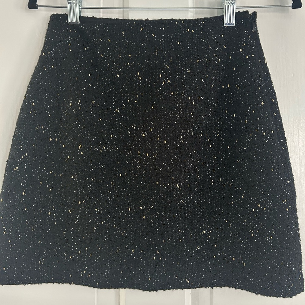 Babaton Aritzia Black and Gold Mini Skirt 4